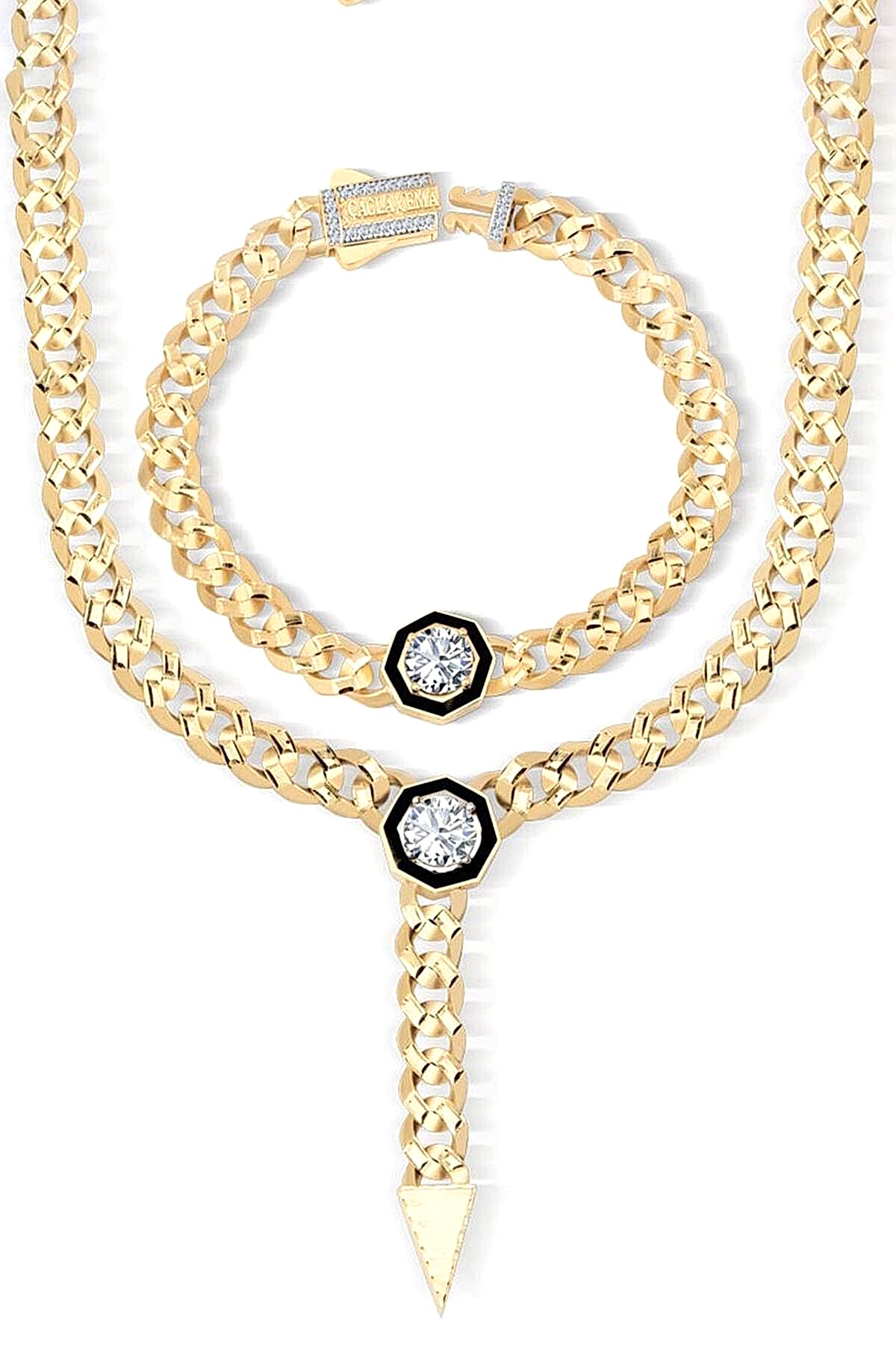 Çağla Ema 7mm Taşlı Altın Gurmet Set - 1